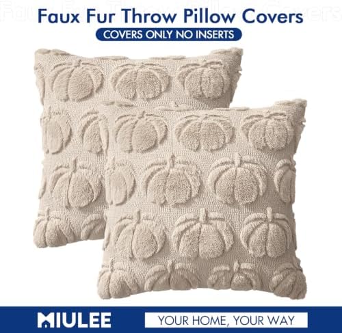 MIULEE Fall Pillow Covers Pumpkin Fall Decor 18x18 Beige - Image 6