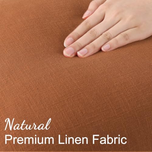 decorUhome Fall Light Rust Linen Throw Pillow Covers 20x20 Set of 2 - Image 3