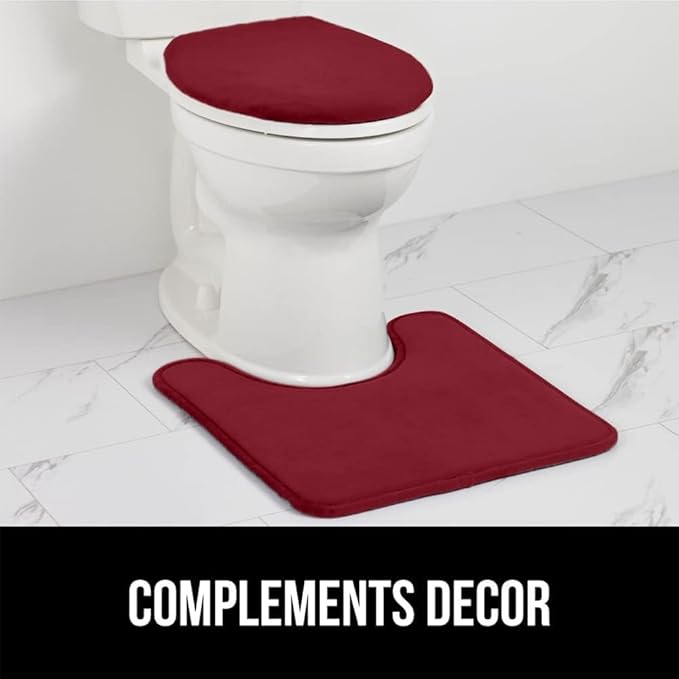 GORILLA GRIP Thick Memory Foam Bathroom Toilet Lid Seat Cover, Soft Velvet Topside, Machine Wash, Plush Cushioned Covers Fits Most Size Lids, Decorative Bath Room Accessories, 19.5x18.5, Burgundy