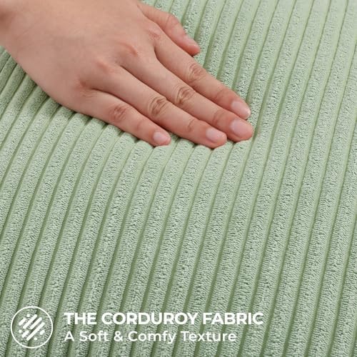 Mecatny Corduroy Decorative Throw Pillow Covers 16x16 Set of 2 Sage Green - Image 3