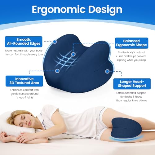Knee Pillow for Side Sleepers, Memory Foam Leg Pillow - Image 3