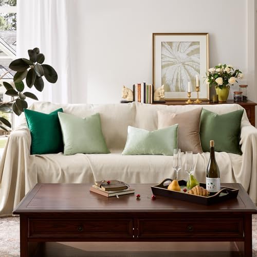 GIGIZAZA Sage Green Velvet Throw Pillow Covers 18x18 Pack of 2 - Image 7