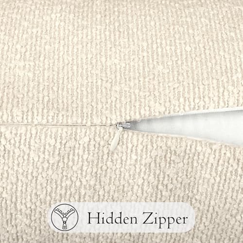 JoraLion 26x26 inch Boucle Throw Pillow Covers, Cream Woven Texture Neutral - Image 6