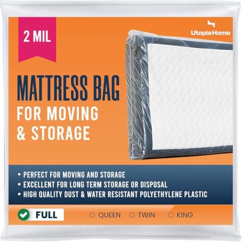 Full Mattress Bag for Moving, Storage & Disposal, 2 Mil Thick by UTOPIAHOME