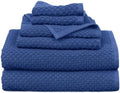 COTTON CRAFT Euro Spa Waffle Weave 6 Piece Towel Set - 100% Cotton - Blue by COTTONCRAFT