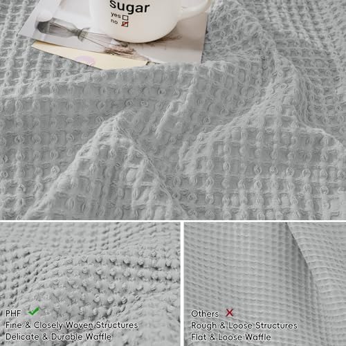 PHF Cotton Waffle Throw Pillow Covers 18" x 18", Light Grey, No Insert - Image 4