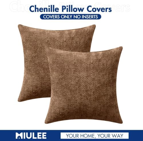MIULEE Decorative Golden Brown Euro Sham Pillow Covers 24x24 Inch 2 Pack - Image 7