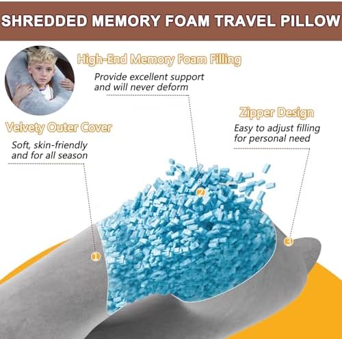 1 MIDDLE ONE Car Pillow for Kids, Memory Foam Travel Pillow for Car and Adults - Image 3