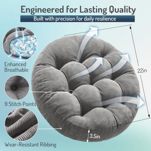 Round Meditation Cushion, Large Floor Pillow - Image 3