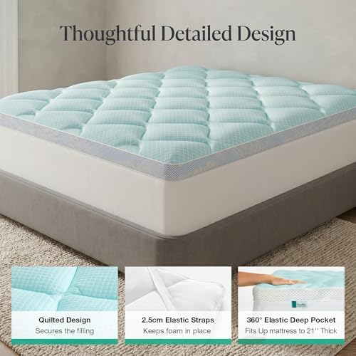 Novilla 3 Inch Dual Layer Cooling Gel Memory Foam Mattress Topper Full Size - Image 7
