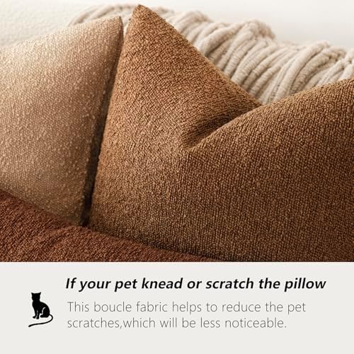 Foindtower Decorative Textured Boucle Throw Pillow Covers 22x22 Hazel Brown - Image 4