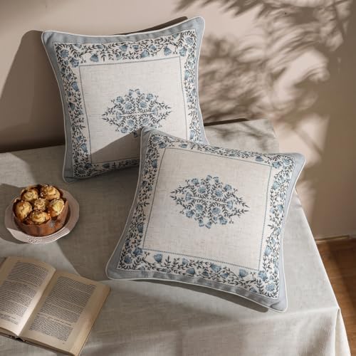 ISAENNE Designer Vintage Linen Throw Pillow Cover - Image 3