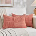 Fancy Homi 2 Packs Coral Long Lumbar Decorative Throw Pillow Covers 16x24 Inch by Fancy+Homi