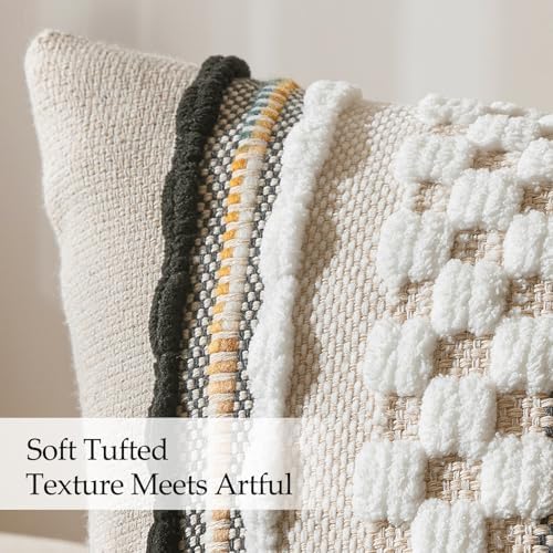 ANRODUO Boho Decorative Pillow Covers 18x18 Black-White Stripe Pack of 2 - Image 6