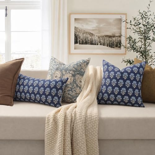 Farmhouse Floral Pillow Covers 22x22 Set of 2, Country Botanical Throw Pillow - Image 5