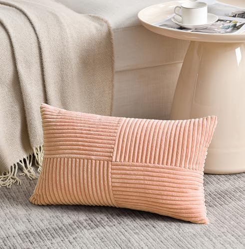 Fancy Homi 2 Packs Peach Long Lumbar Decorative Throw Pillow Covers 12x24 Inch - Image 2