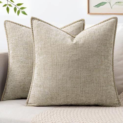 MIULEE Decorative Couch Throw Pillow Covers 20x20 Inch Light Taupe 2 Pack by MIULEE