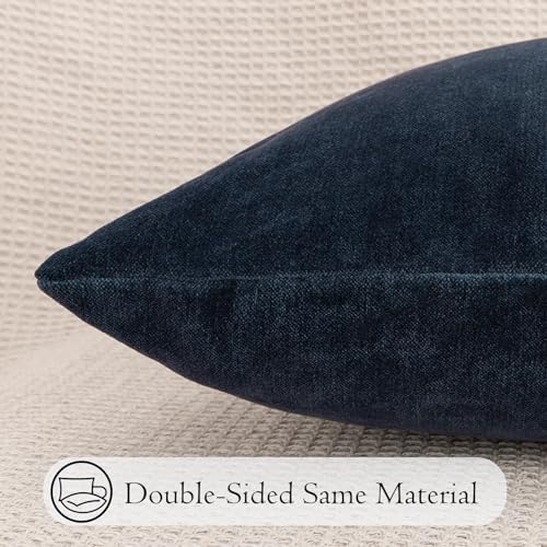 JoraLion Chenille Lumbar Pillow Covers 14X36 inch Dark Blue - Image 6