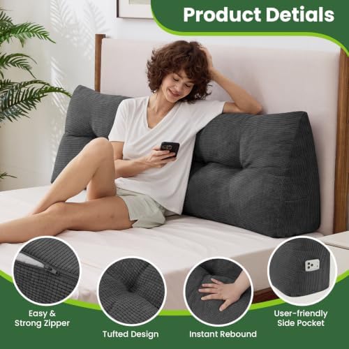 Headboard Pillow King, Triangle Bed Wedge Pillow - Image 5
