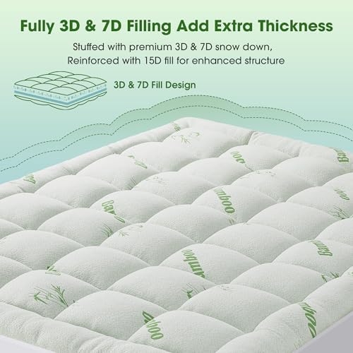 Mattress Pad King Size, Cooling Pillow Top Mattress Topper, Ultra Soft Viscose - Image 6