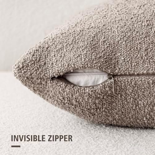 Foindtower Decorative Textured Boucle Throw Pillow Covers 24x24 Light Taupe - Image 2