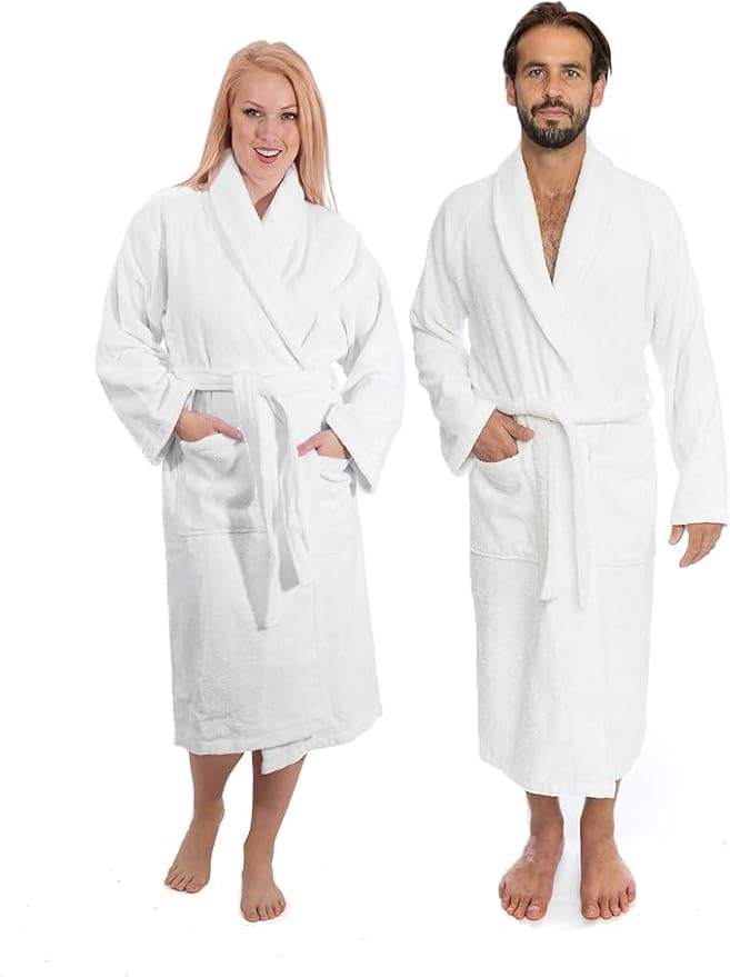 Classic Turkish Towels CTT - Luxury 100% Turkish Cotton Terry Cloth Bath Robe for Women & Men, 400 GSM Soft & Plush Long Robe