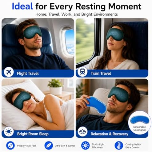 Cooling Sleep Mask with Mulberry Silk Surface & Removable Gel Pack - Image 7
