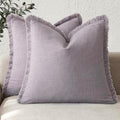 Foindtower Decorative Linen Fringe Throw Pillow Covers 22×22 Light Purple by Foindtower