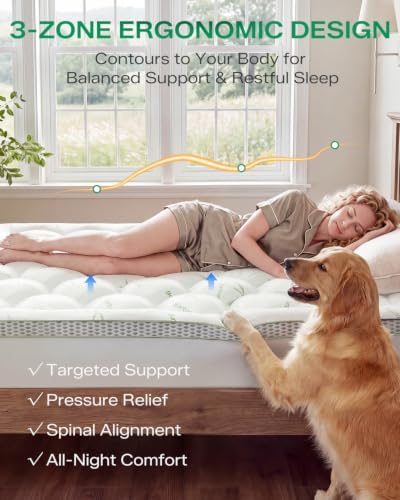 Dual Layer 4 Inch Full Size Mattress Topper, Memory Foam Mattress Topper - Image 4