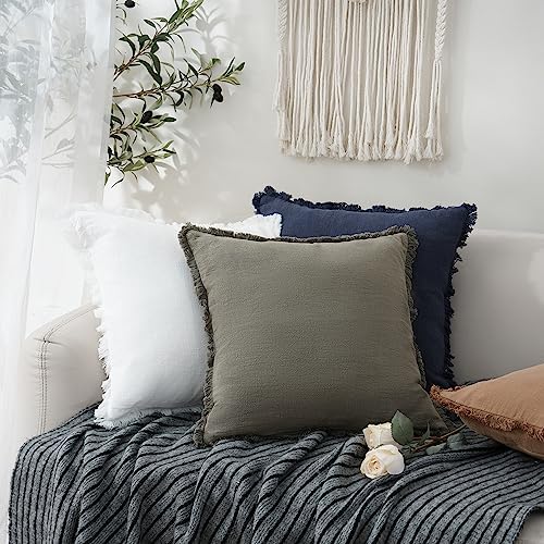 Foindtower Decorative Linen Fringe Throw Pillow Covers 18×18 Inch - Image 5