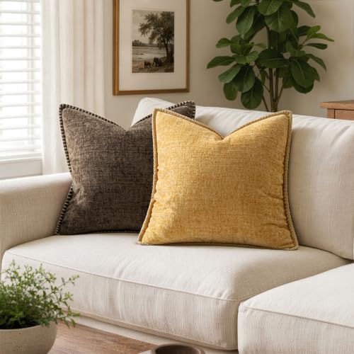 MIULEE Decorative Couch Throw Pillow Covers 18x18 Inch Gold 2 Pack - Image 4
