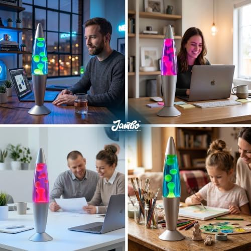 JAMBO 2 Pack- 16" Beautiful Lamp- Blue with Yellow/Green Wax and Purple with Pink Wax, Relaxing Liquid Lamp, Night Light Nightlight, Lamps for Adults Teens Kid - Image 5