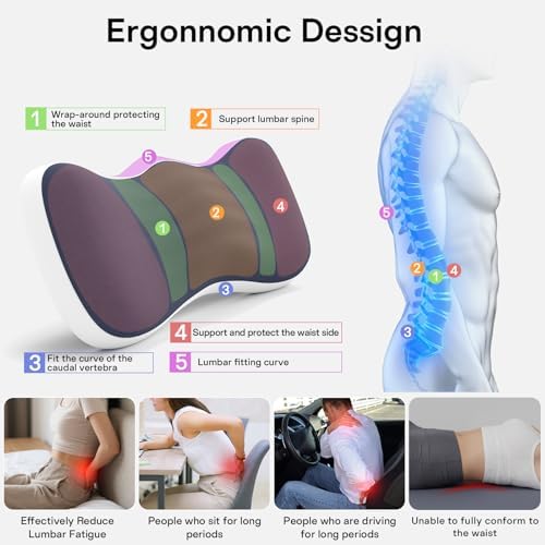 Lumbar Support Pillow for Bed, Memory Foam Pillow for Back Pain Relief - Image 3