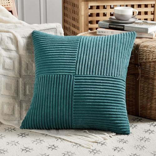 Fancy Homi 2 Packs Teal Big Decorative Throw Pillow Covers 24x24 Inch - Image 2