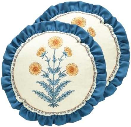 ISAENNE Linen Round Throw Pillow Cover, Diameter 16"-Estevan D by Isaennehomedecoration