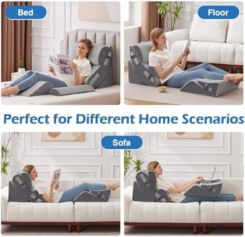 Ahpmeoa 6PCS Wedge Pillow Set for After Surgery, Sit Up Pillow - Image 4