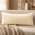 JoraLion 14x36 inch Boucle Lumbar Pillow Cover, Ivory Woven Texture Neutral by JoraLion