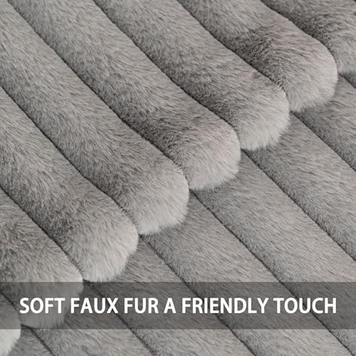Pack of 2 Faux Fur Christmas Throw Pillow Covers 22x22 Inch, Dark Grey - Image 2