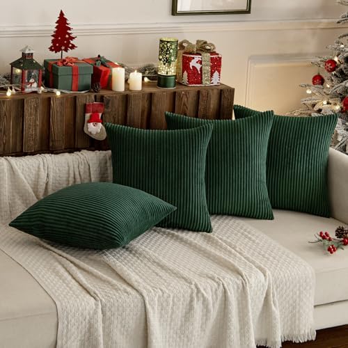 MIULEE Soft Corduroy Decorative Throw Pillow Covers Army Green 16x16 - Image 3