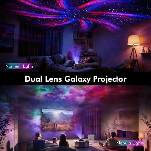 Rossetta Dual Lens Galaxy Star Projector, Aurora Night Light for Bedroom - Image 2