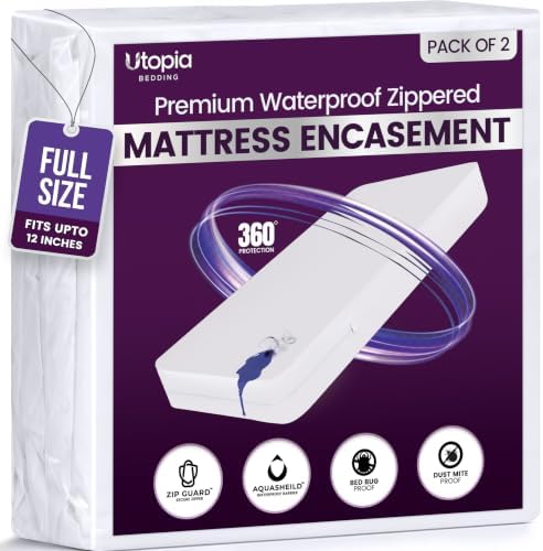 Waterproof Zippered Mattress Protector Full Pack of 2 by UTOPIABEDDING