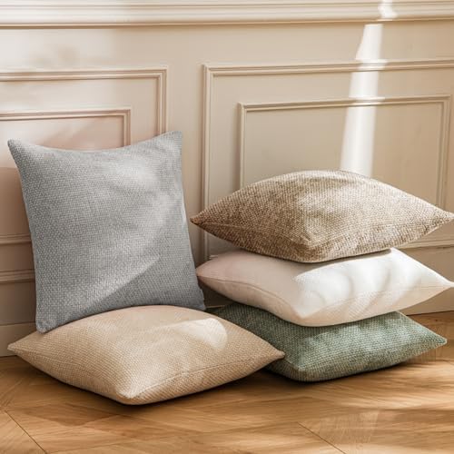 a moment Light Grey Chenille Throw Pillow Covers 12x20 Inch Pack of 2 Modern - Image 3