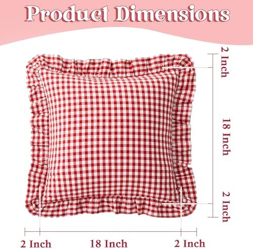 KKJIAF 2 Pcs Ruffle Gingham Pillow Covers 18" x 18" - Image 2