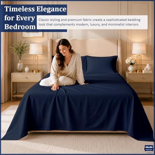 Cottingon 4 Piece Twin Sheets Fits 16" Deep, Egyptian Cotton - Image 3