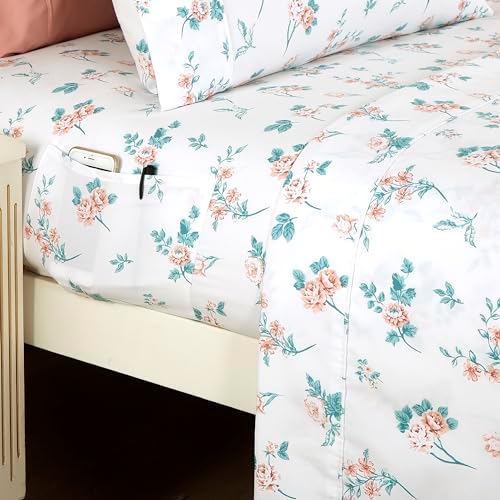 Elegant Comfort 6-Piece Sheet Set Deep Pocket Floral, Twin XL, Celia Pink - Image 3