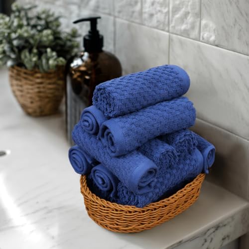COTTON CRAFT Euro Spa Waffle Wash Cloth - Set of 12 Blue Washcloth - Image 2