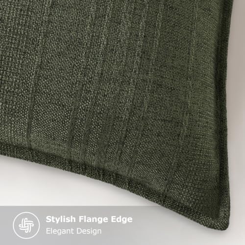 decorUhome Olive Green Textured Linen Throw Pillow Covers 16x16 Set of 2 - Image 3