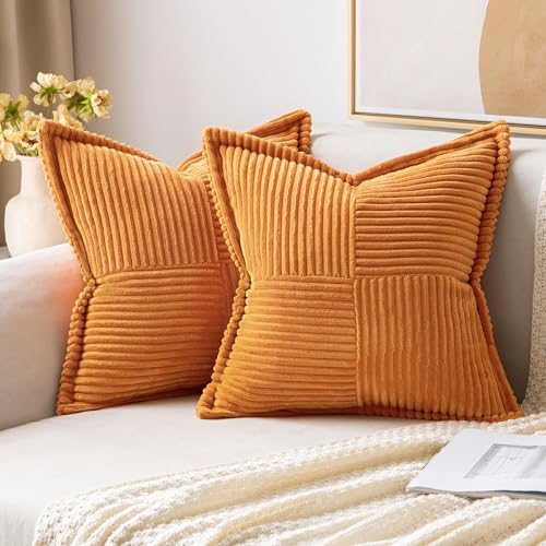 MIULEE Fall Burnt Orange Decorative Throw Pillow Covers 20x20 Inch 2 Pack by MIULEE