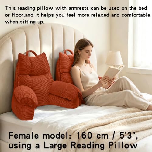 Reading Pillow for Bed with Arms, Back Support, Memory Foam（Bright Orange） - Image 5