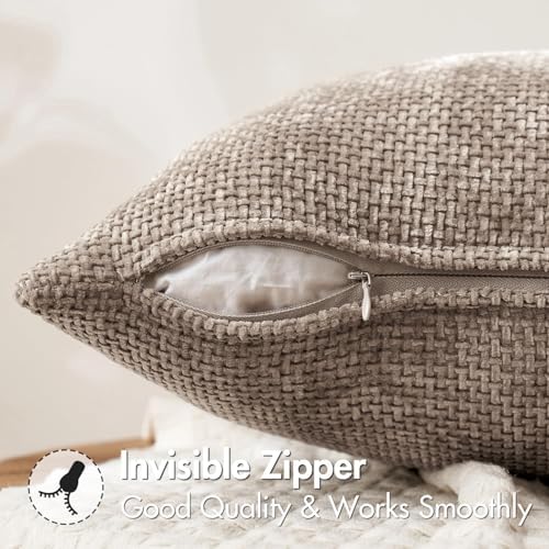 MIULEE Decorative Couch Throw Pillow Covers 22x22 Inch Light Khaki 2 Pack - Image 5